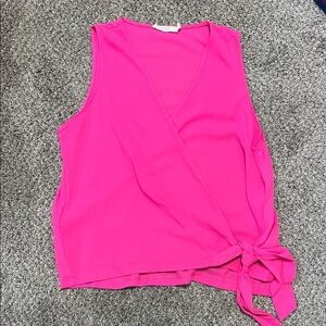 Posh Bright Pink Sleeveless Wrap Blouse